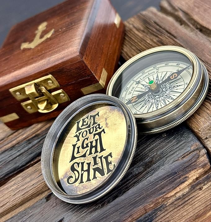 Compass with Box - Let Your Light Shine – First Communion Gifts for Boys & Confirmation Gifts for Teenage Boys | Baptism Gifts, Christian Catholic Gifts for Men | Inspirational Graduation Keepsakes