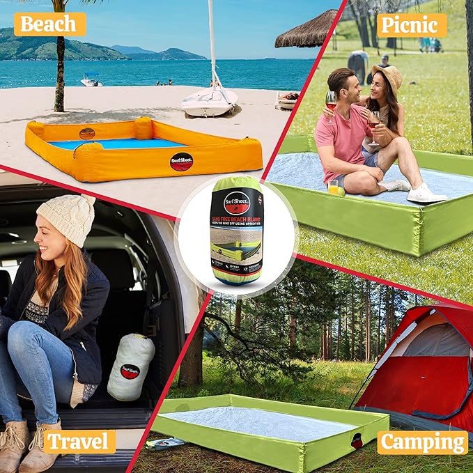 Sandproof Beach Blanket - Oversize Large Outdoor Picnic Blanket for Beaches & Camping - Portable Family Beach Blanket Waterproof Sandproof for Parks, Travel, Vacation Essentials(Orange)