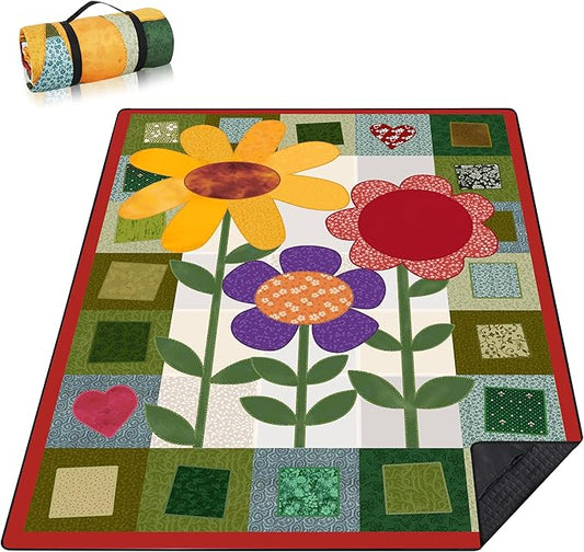 Picnic Blankets Beach Blanket 80" X 60" Extra Large Waterproof Camping Blankets Portable Outdoor Mat 3-Layer blanket for Beach, Hiking, Park, Music Festival, Grass Lawn,Travel