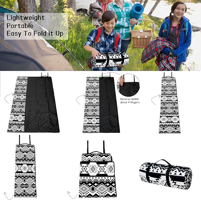 Picnic Blankets Beach Blanket 80" X 60" Extra Large Waterproof Camping Blankets Portable Outdoor Mat 3-Layer blanket for Beach, Hiking, Park, Music Festival, Grass Lawn,Travel