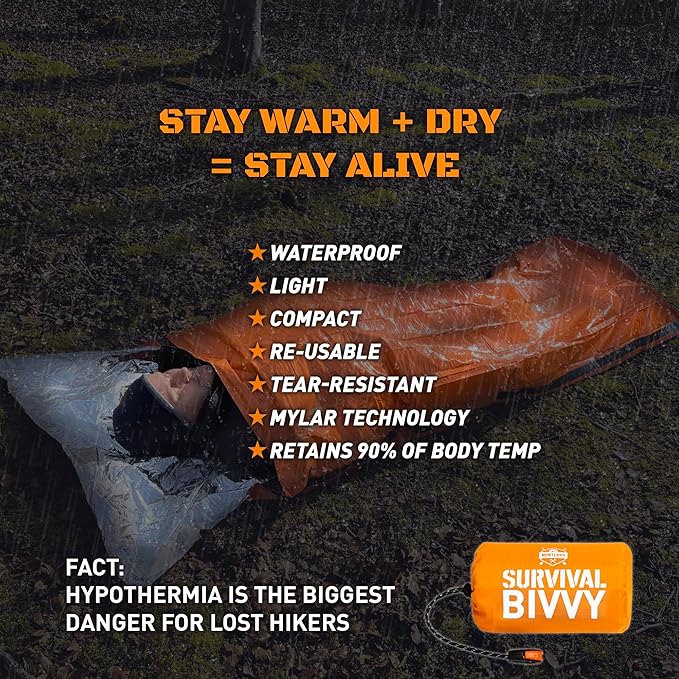 Emergency Survival Bivvy, Sleeping Bag, Hiking Essentials, Bivy Sack, Outdoor Gear and Equipment, Camping Accessories.
