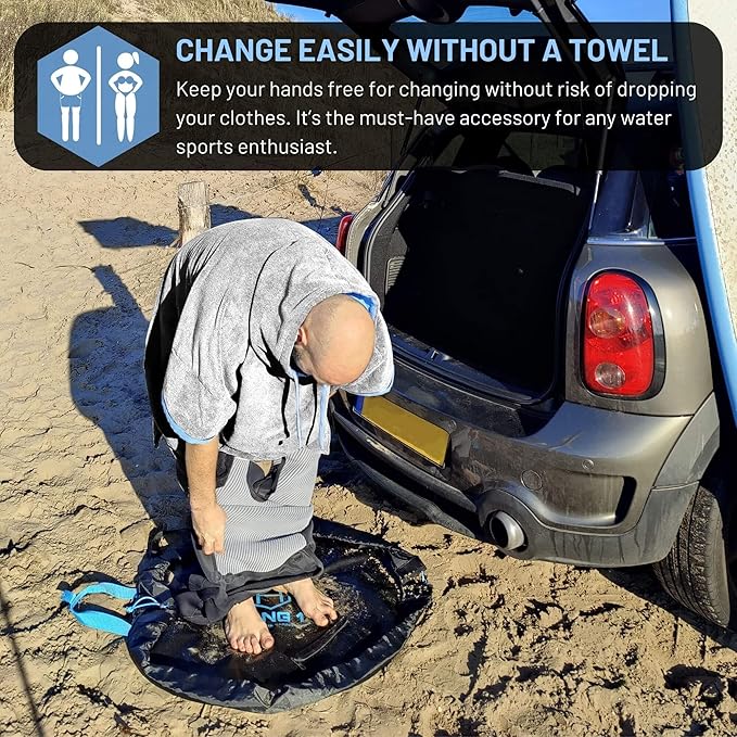 Hang 11' Surf Poncho - Surf Changing Poncho with Front Pocket, Changing Towel Poncho Adult, Swim Poncho Towel, Hooded Towel Adult, Beach Poncho, Wearable Towel, Beach Changing Poncho