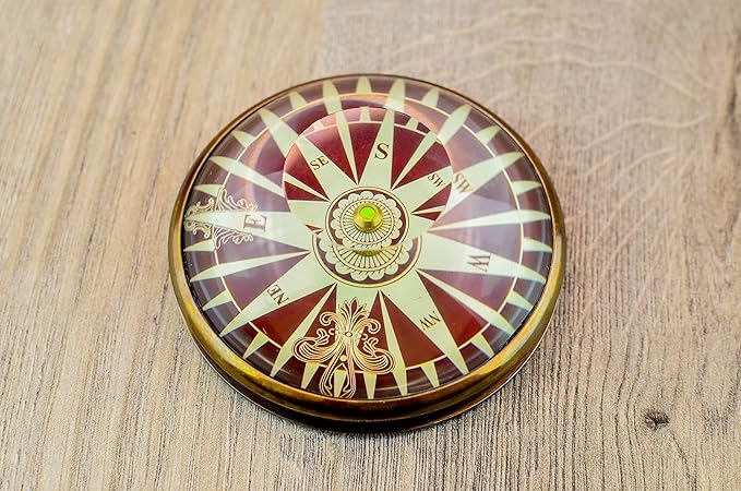 Vintage Style Brass Pocket Compass with Wooden Box, Gifts for Friends & Family, Nautical Navy Compass, Baptism Gifts, Confirmation Gifts