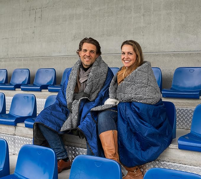 Sherpa Waterproof Outdoor Blanket. Large Sherpa Stadium & Camping Blankets for Cold Weather. Perfect for Picnic, Concerts, Grass, Car, Boat. Windproof, Extra Warm, Machine Washable.