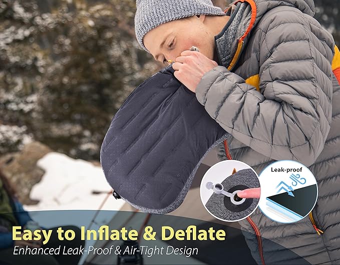 TREKOLOGY Ultralight Inflatable Camping Pillow - Compact & Comfortable Blow Up Pillow for Backpacking, Hiking, and Travel - Aluft Plus Series