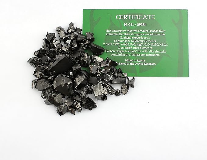 Heka Naturals Elite Shungite Water Chips | 100g - Water Filter Crystals for Drinking Water - Water Purification, Healing Crystals, Water Mineralization - Natural Noble Shungite Crystals