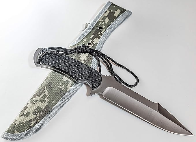 Full Tang Bushcraft Knife, 12" Full Tang Fixed Blade Knife, 440C Stainless Steel Camping Knife with Sheath, Full Tang Survival Knife By Kratos - ZF3