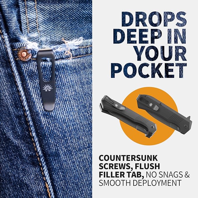 Off-Grid Knives - Stinger EDC Folding Knife with Spear Point Blade, Crucible 154CM Steel, G10 Scales, Deep Carry Clip, Everyday Carry (Blackout Spear Point)