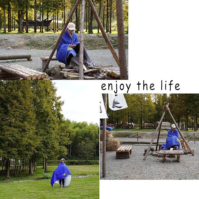 Camping Blanket Travel Blanket for Camping, Hiking, Beach outings - Waterproof -52" x 75"(Deep Blue)