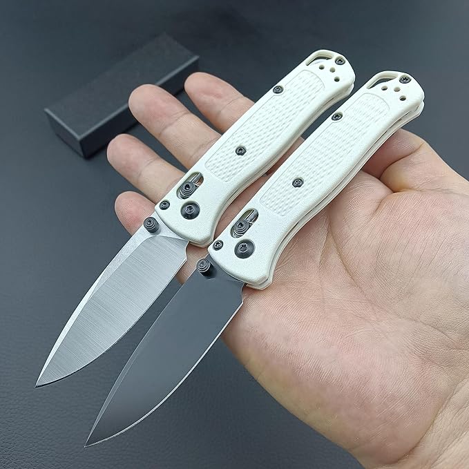 HUAAO Axis Lock Pocket Knife, EDC Mini Bugout Folding Pocket Knives, Plain Edge, Thumb Stud Manual Open, Nylon Grivory Handle with Belt Clip (black blade)