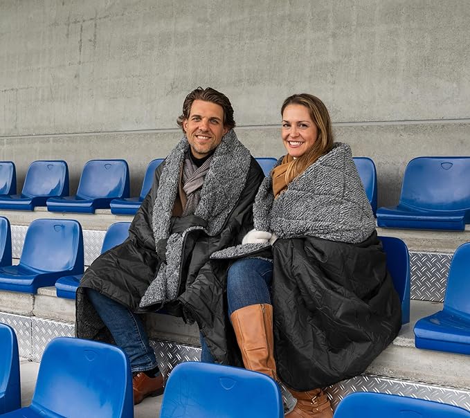Sherpa Waterproof Outdoor Blanket. Large Sherpa Stadium & Camping Blankets for Cold Weather. Perfect for Picnic, Concerts, Grass, Car, Boat. Windproof, Extra Warm, Machine Washable.