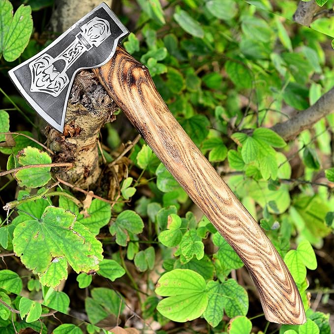AX-5007 Custom Handmade Hatchet Viking Bearded Head Camping Tomahawk Tool Battle Axe with Sheath