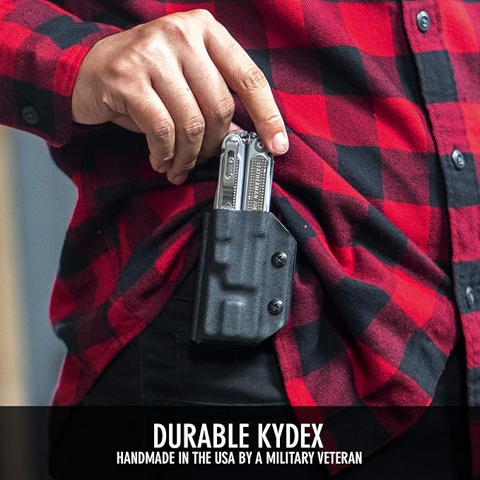 Clip & Carry Kydex Multitool Sheath for LEATHERMAN Free P2 - Made in USA (Multi-Tool not Included) EDC Multi Tool Holder Holster Cover