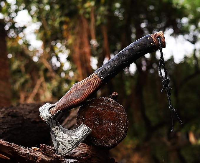 | Viking Axe,Hatchet,Throwing Axe,Hand Axe,Gift for him,Wood Working Tool,Viking Gifts for Men,Camping Hatchet,Tomahawk,Bearded Axe (WCA-019)