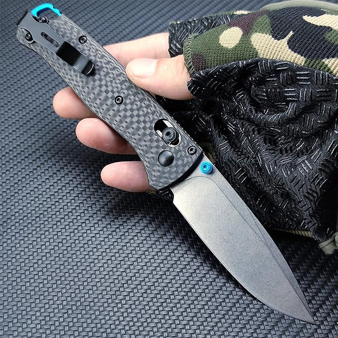 Axis Lock Knife, EDC Folding Pocket Knives For Men,Satin Plain Edge 440C Blade Everyday Carry Thumb Studs Manual Open, Carbon Fiber Handle With Deep Carry Pocket Clip