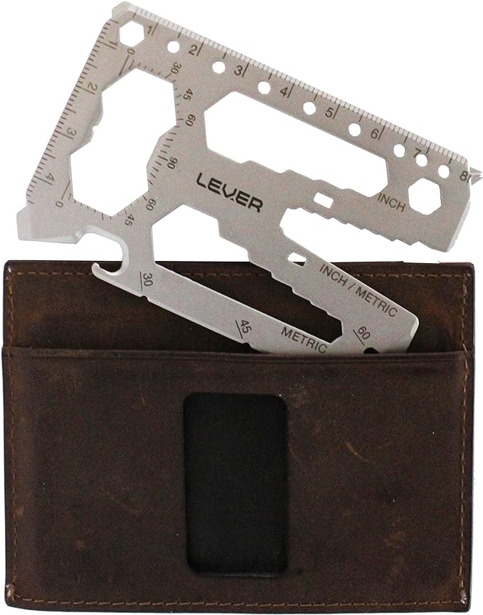 Lever Gear Toolcard Pro - 40 in 1 Credit Card Multitool. Slim, Minimalist Survival Card Wallet Tool Card. TSA Approved Multitool Card Pocket Tool. (Silver)