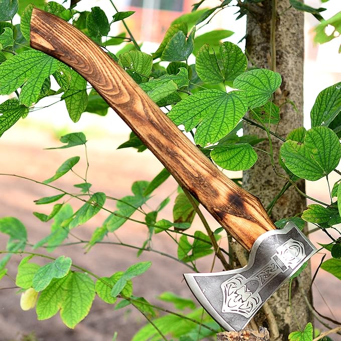 AX-5007 Custom Handmade Hatchet Viking Bearded Head Camping Tomahawk Tool Battle Axe with Sheath