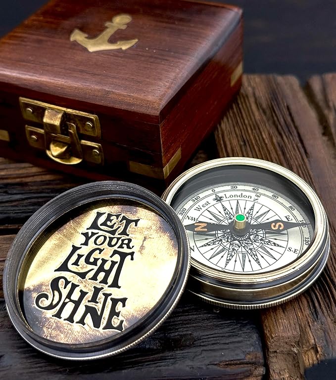 Compass with Box - Let Your Light Shine – First Communion Gifts for Boys & Confirmation Gifts for Teenage Boys | Baptism Gifts, Christian Catholic Gifts for Men | Inspirational Graduation Keepsakes