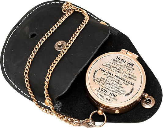 Engraved Brass Compass, Compass Gift for Teenage, Gift for him, Birthday, Baptism, Graduation, Confirmation, Love, Xmas Gift idea Sentimental, Graduation, Inspirational Gifts for Him/Her