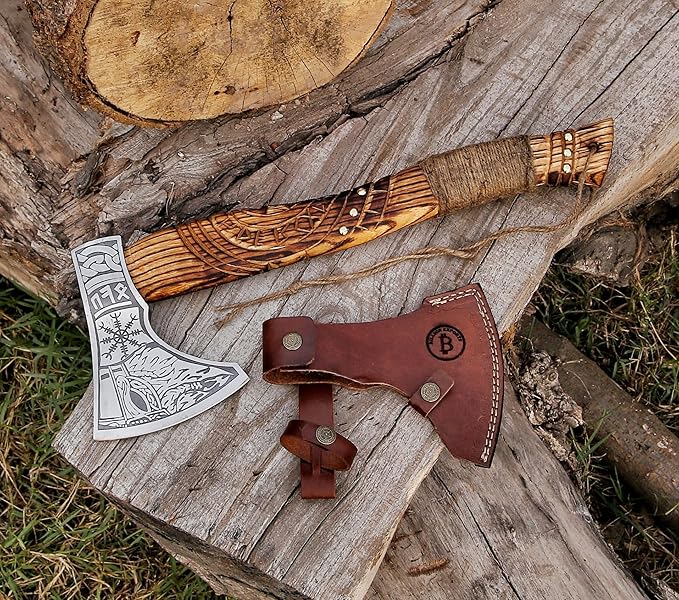 Billion EXPORTS | Viking Axe,Hatchet,Throwing Axes,Hand Axe,Gifts for him,Wood Working Tool,Viking Gifts for Men0,Camping Hatchet,Tomahawk,Bearded Axe