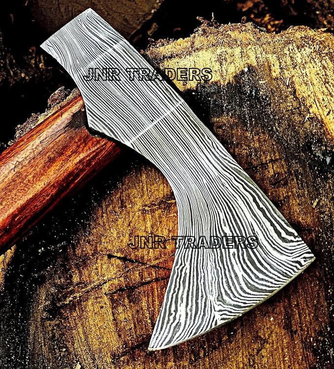 Damascus Steel Tomahawk Axe, Throwing Axe, Viking Hatchet, Camping Hatchet Axe for Wood Chopping Splitting Cutting Gardening with Leather Sheath 3746