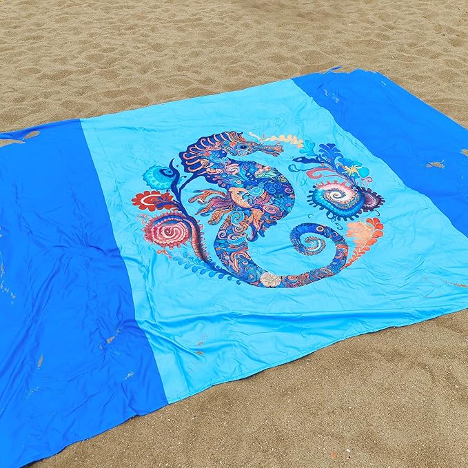 Large Beach Blanket Waterproof Sandproof 79"x 83" for 1-4 Adults,Quick Drying Beach Mat,Lightweight & Durable,Beach Essentials for Family Beach Camping Travel Picnic(2pcs)