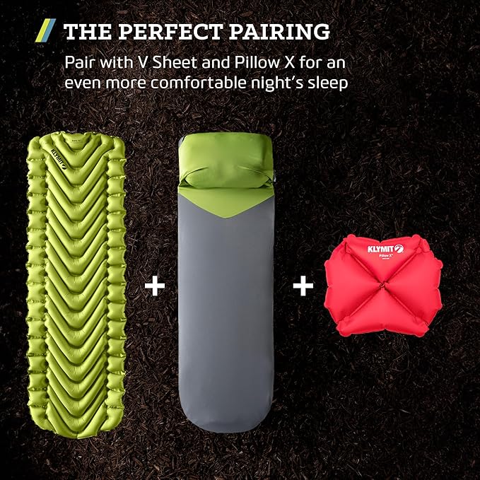 KLYMIT Static V2 Inflatable Sleeping Pad | Portable, Ultralight, Easy to Inflate, Foldable Air Bed for Camping, Backpacking & Hiking — Green