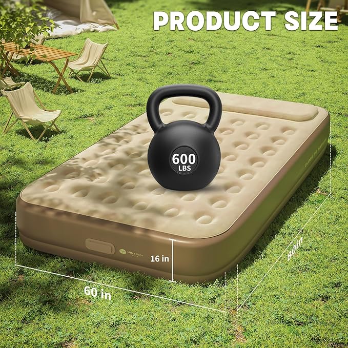 Queen Air Mattress,Upgrade Wireless Inflatable Mattress with 4000mAh Rechargeable Battery Built-In Pump for Quick and Easy Inflation/Deflation, Ideal Inflatable Bed for Home, Camping and Guests