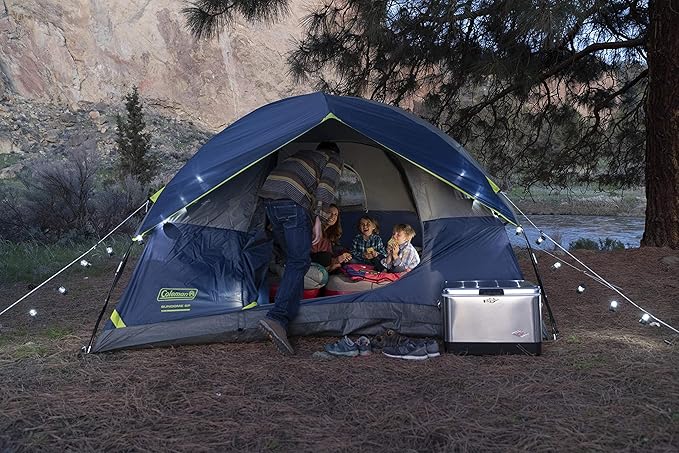 Coleman Sundome 6-Person Tent with Rainfly, Weatherproof Tent Sets Up in 10 Mins