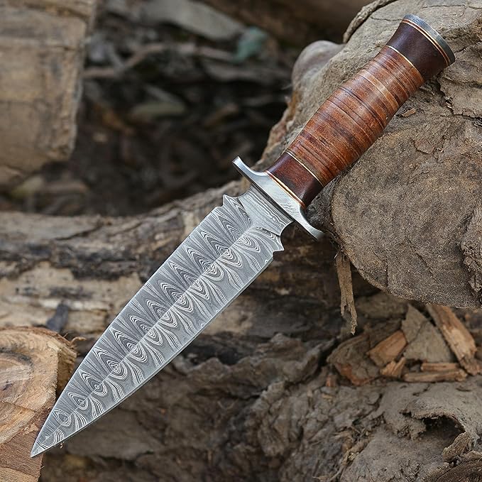 Handmade Damascus Steel Dagger Knife -13 Inches Fixed Blade Hunting Knife for Survival & Hunting - Premium Outdoor Gear for Hunters - Razor Sharp Edge With Sheath