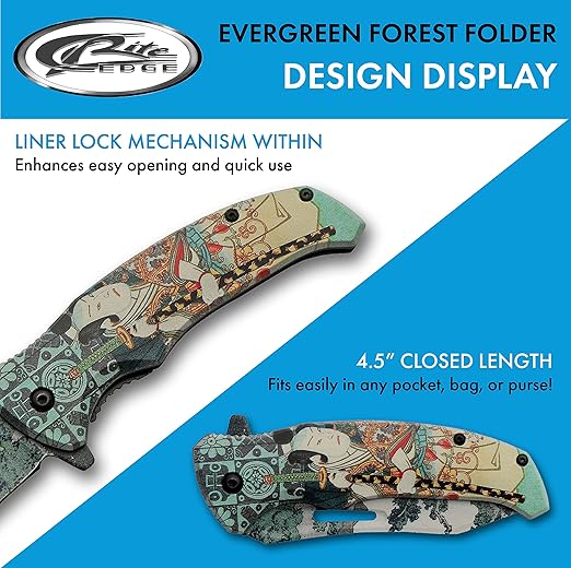 SZCO Supplies 8.5” Evergreen Forest Liner Lock EDC Folding Knife With Pocket Clip