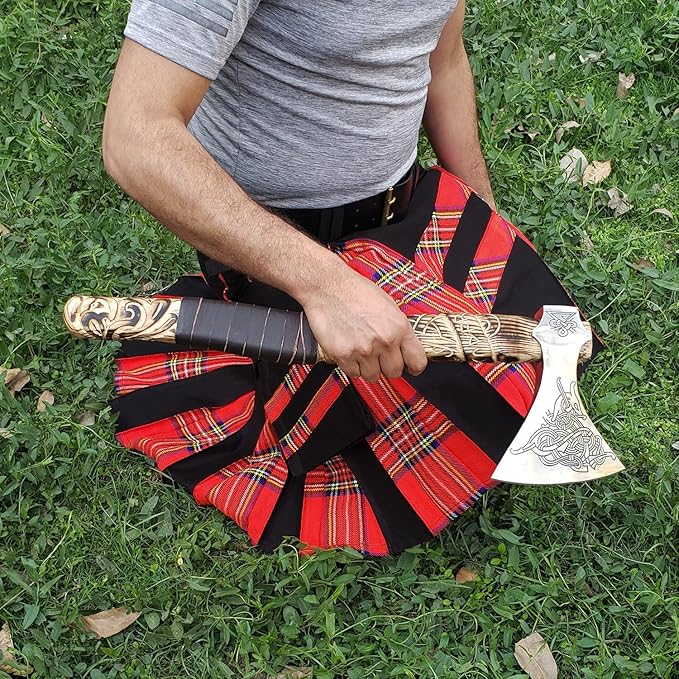 Handmade Forged Stainless Steel Viking Axe, Hatchet with Leather Sheath, Throwing Axe, Camping Axe, Solid Wood Handle Multiple Designs