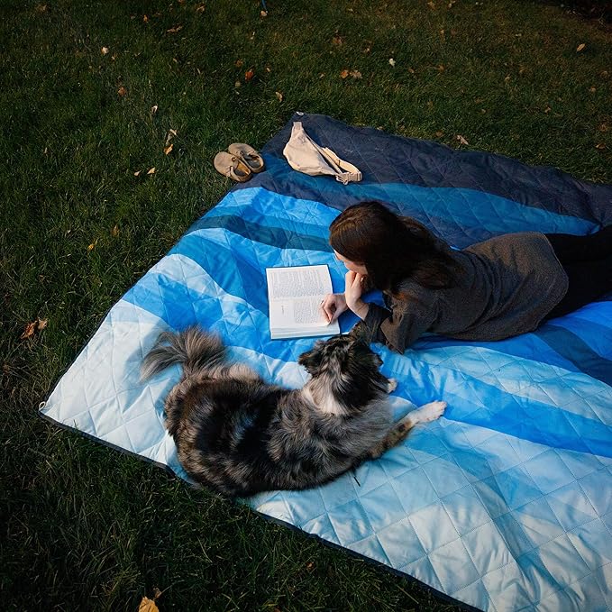 CORE Outdoor Weighted Blanket | Packable Waterproof Picnic Blanket, Beach Mat, Tent Camping Rug, & Stadium Blanket | Large Portable 94" x 78" Quilt Design with Built-in Straps and Carry Handle