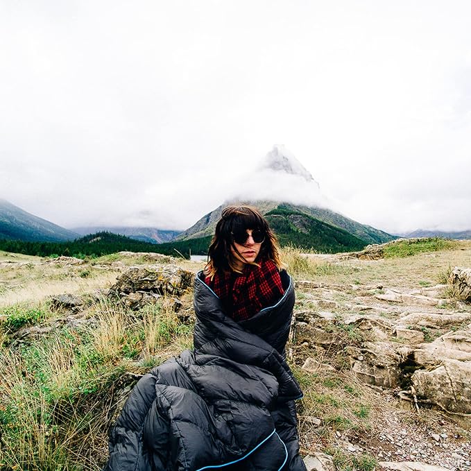 Rumpl The Down Blanket | Outdoor Camping Blankets for Traveling, Picnics, Beach Trips, Concerts | Black, 1-Person