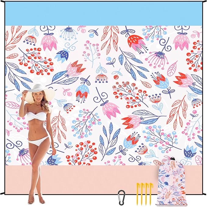 AISPARKY Beach Blanket Waterproof Sandproof Extra Large Beach Mat Quick Drying Outdoor Picnic Durable Portable Blanket for Travel Camping Hiking Beach Festival Picnic