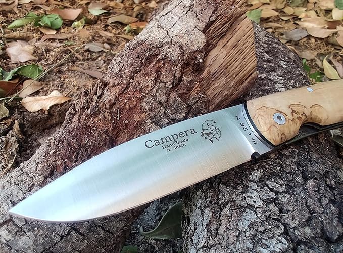 CAMPERA Folding Knife for Bushcraft, Camping, Hunting, Fishing and Outdoor Activities, 3.4" Stainless Steel Sandvik, EDC Gear and Equipment, Handmade in Spain
