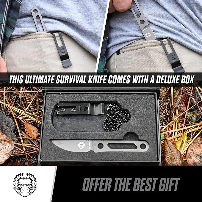 Holtzman's Gorilla Survival 'Scalpel' Fixed Blade Utility Knife with D2 Sheath, Belt Clip (Grey)