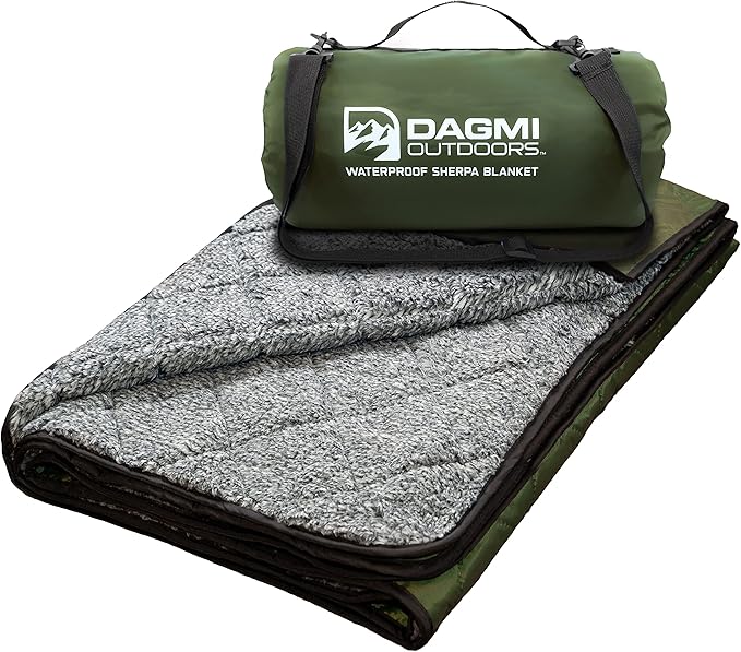 Sherpa Waterproof Outdoor Blanket. Large Sherpa Stadium & Camping Blankets for Cold Weather. Perfect for Picnic, Concerts, Grass, Car, Boat. Windproof, Extra Warm, Machine Washable.