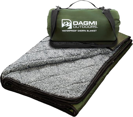 Sherpa Waterproof Outdoor Blanket. Large Sherpa Stadium & Camping Blankets for Cold Weather. Perfect for Picnic, Concerts, Grass, Car, Boat. Windproof, Extra Warm, Machine Washable.