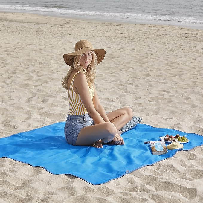 CGEAR Sandlite – Patented Sand-Free Beach Mat – Multi Use Outdoor Camping Mat, Picnic Blanket, Exercise Stretching Mat – Rollup Compact – Great for Families