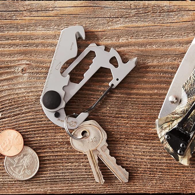 PREPARED4X Multitool Carabiner Keychain – 10-in-1 Stainless Steel EDC Tactical Survival Gear – Screwdriver, Ruler, Bottle Opener, Wrench, Box Cutter, Wire Cutter, and Bicycle Tools