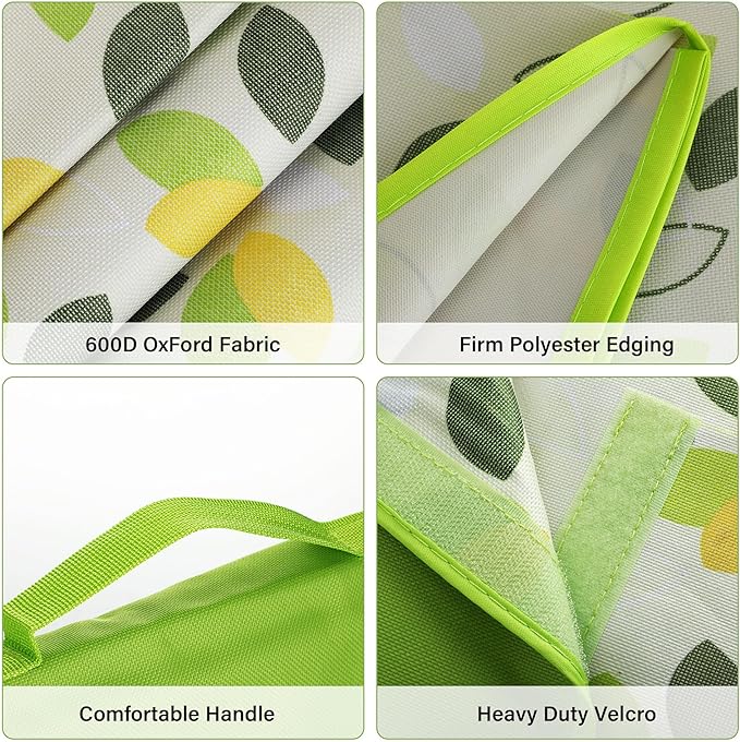 YU FENG Picnic Blanket Waterproof Foldable Green Leaves Outdoor Beach Blankets Lightweight Tote Shaped Mat for Travel Camping Family Party (80x80 inch)