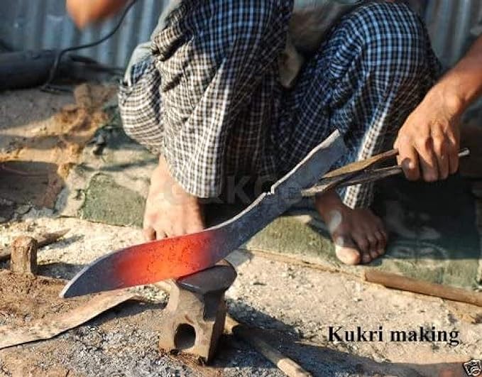 QT Gurkha World War I Overall 18 IN Historical Kukri Knife Panawal full Tang 12 IN Fixed Blade Khukuri Leather Sheath & Small 2 Knives - Handmade In Nepal