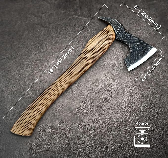 Viking Handmade High Carbon Steel Axe with Sheath | Outdoor Camping Hatchet for Wood Splitting and Hatchet, Camping, Hunting, Survival Cool Steel Axe