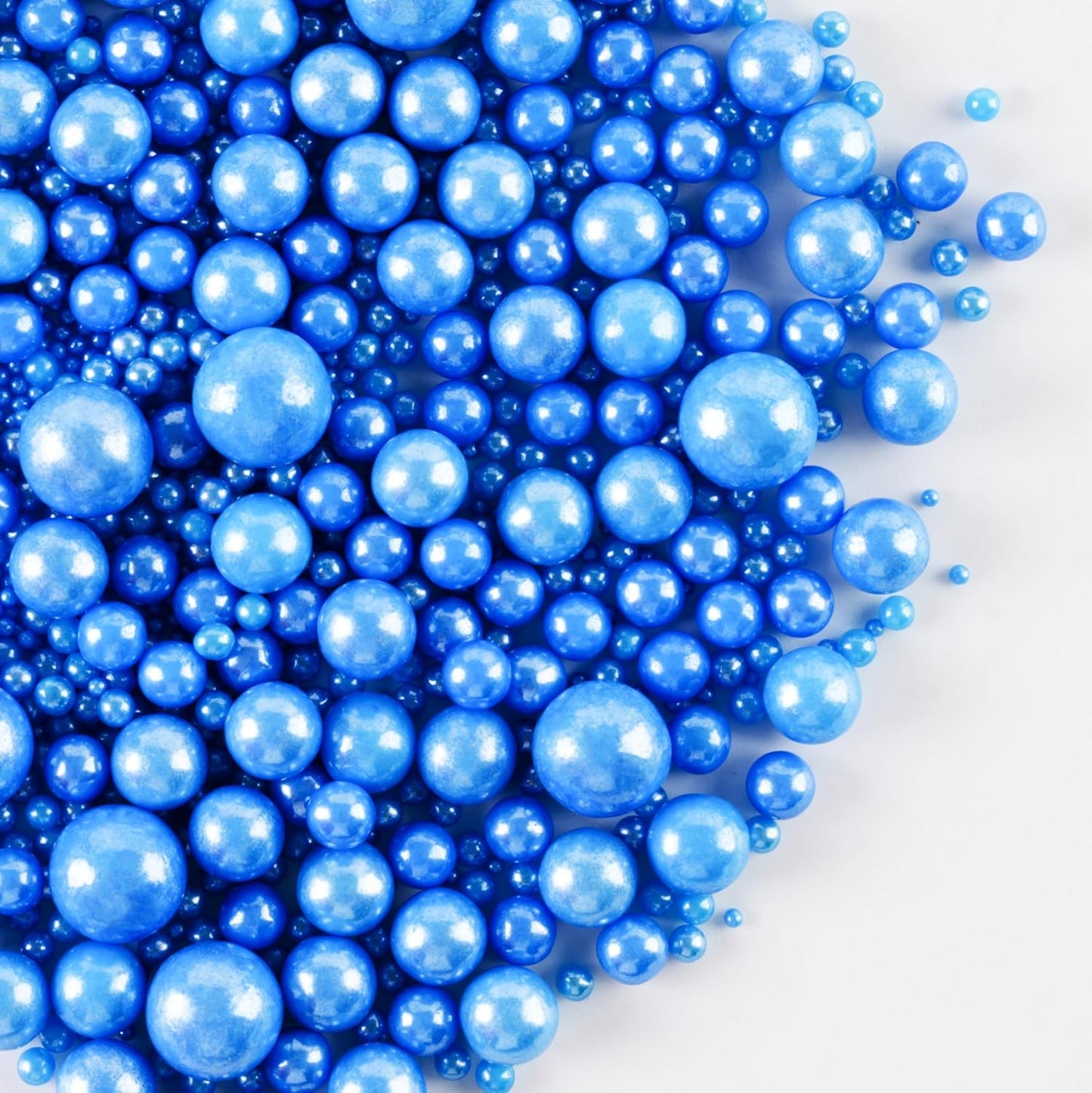 Kasvan Royal Blue Pearl Sugar Sprinkles - Edible Candy Pearls 130g/4.58 Oz, Mix Size, Baking Cake Decorations, Ice Cream Toppings and Cookie Decorating, Wedding Party Chirstmas Supplies (Royal Blue)