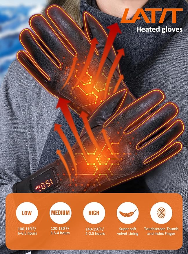 Heated Glove Liners, Rechargeable Electric Battery Operated Heated Gloves for Men Women Thin Hand Warmers for Work Skiing Hunting Fishing Arthritis