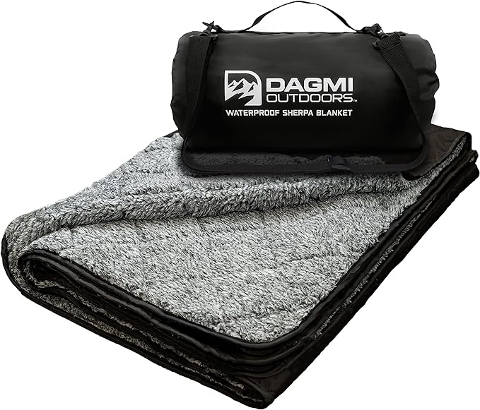 Sherpa Waterproof Outdoor Blanket. Large Sherpa Stadium & Camping Blankets for Cold Weather. Perfect for Picnic, Concerts, Grass, Car, Boat. Windproof, Extra Warm, Machine Washable.