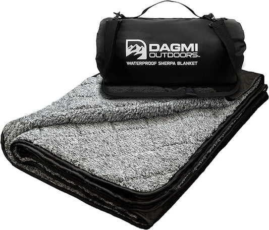 Sherpa Waterproof Outdoor Blanket. Large Sherpa Stadium & Camping Blankets for Cold Weather. Perfect for Picnic, Concerts, Grass, Car, Boat. Windproof, Extra Warm, Machine Washable.