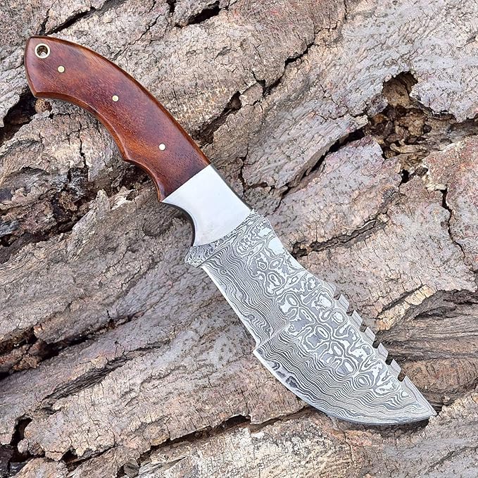 Poshland TR-177 Custom Handmade Damascus Steel 10 Inches Tracker Knife (Wooden)
