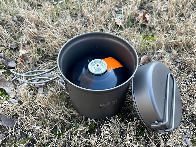 Titanium Pot 1100ml with Frying Pan Lid - Versatile Outdoor Cookware Set